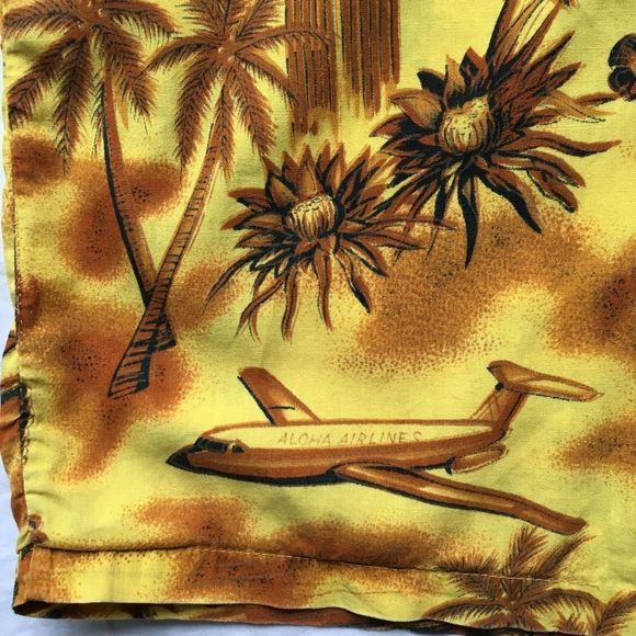 Vintage Fashions of Hawaii 1950s 1960s authentic yellow Hawaiian shirt medium - Picture 13 of 16